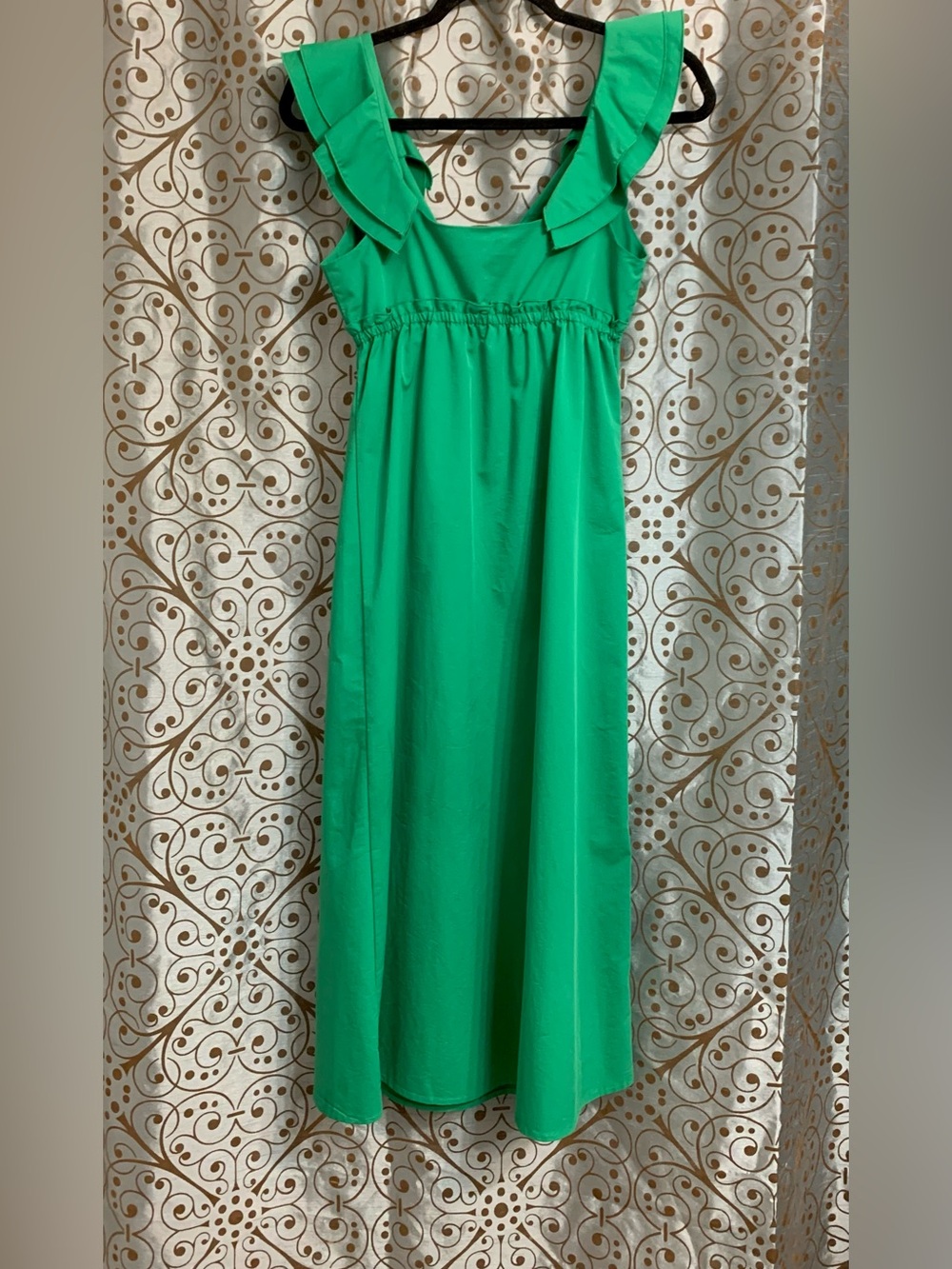 DREW Vibrant Emerald Green Dress with Tie Detail•XS - Picture 2 of 3